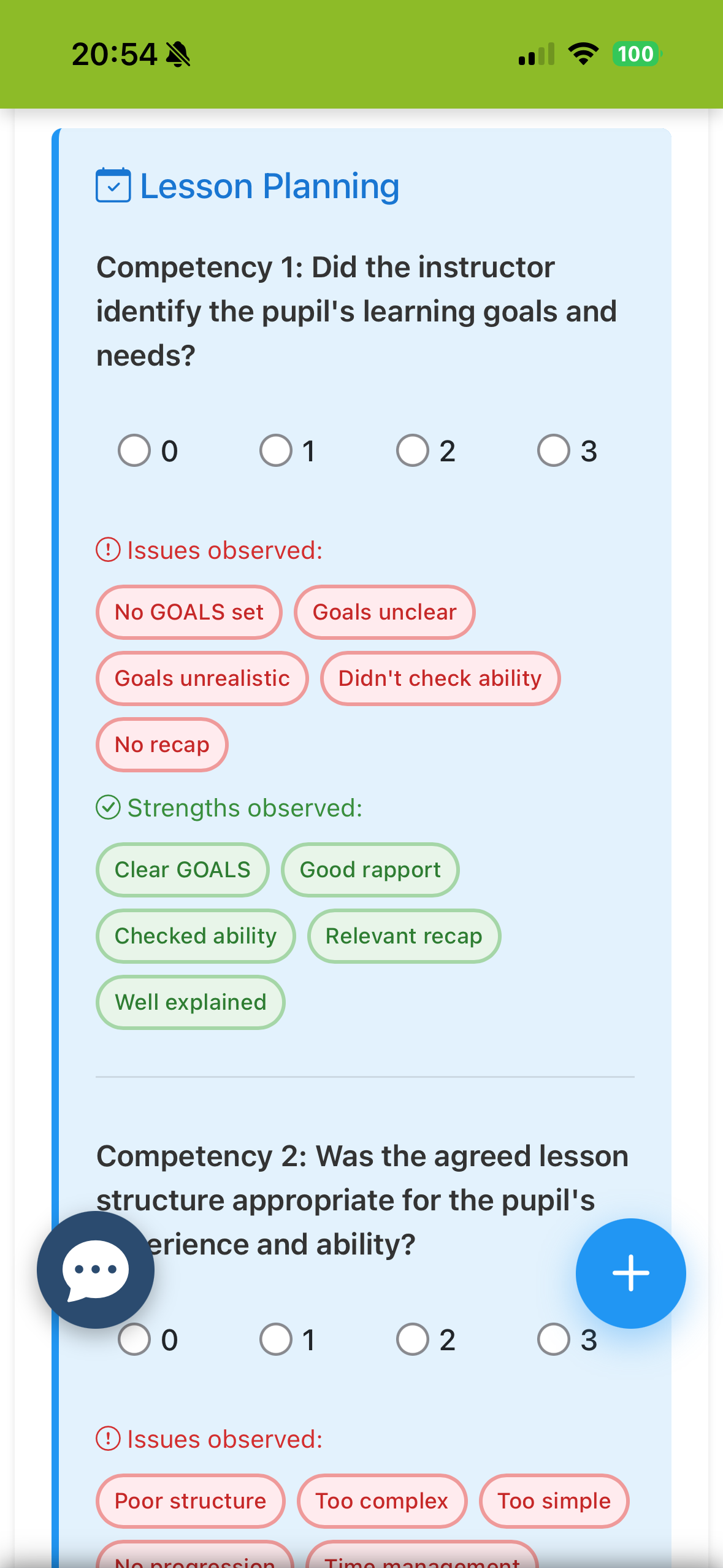 Observation competency marking